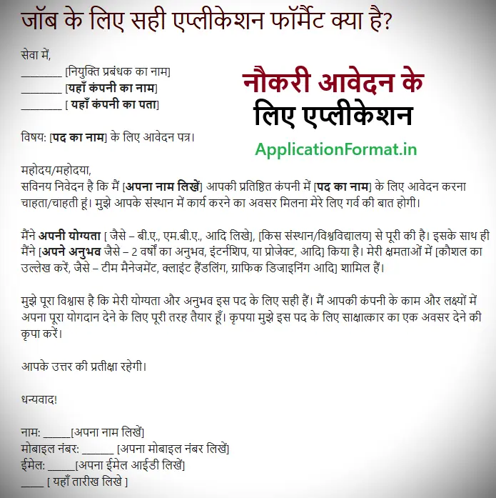 Job application format